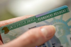 close up view of permanent resident card