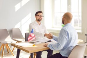 A young attractive man reaching agreement with immigration application